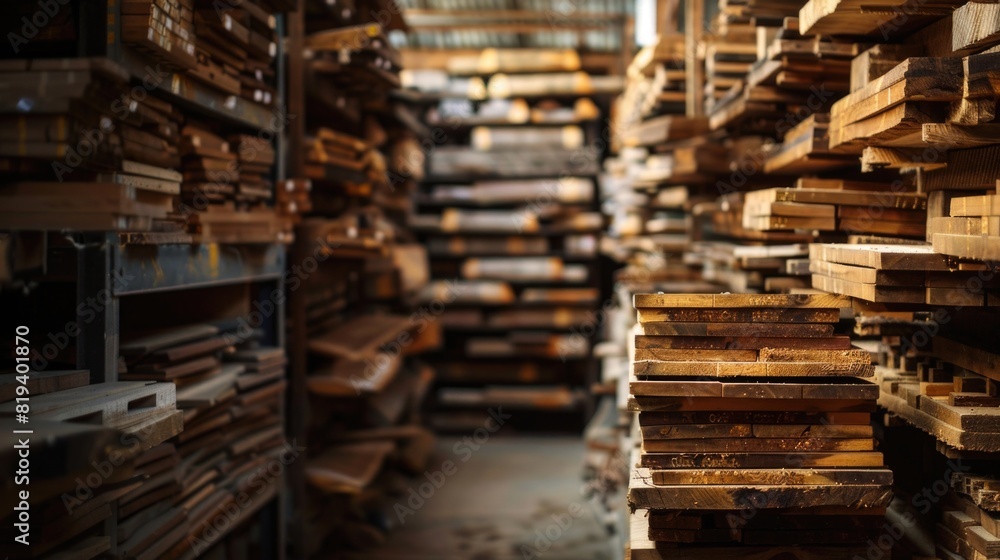 Warehouse of wooden boards Warehouse of wooden boards
