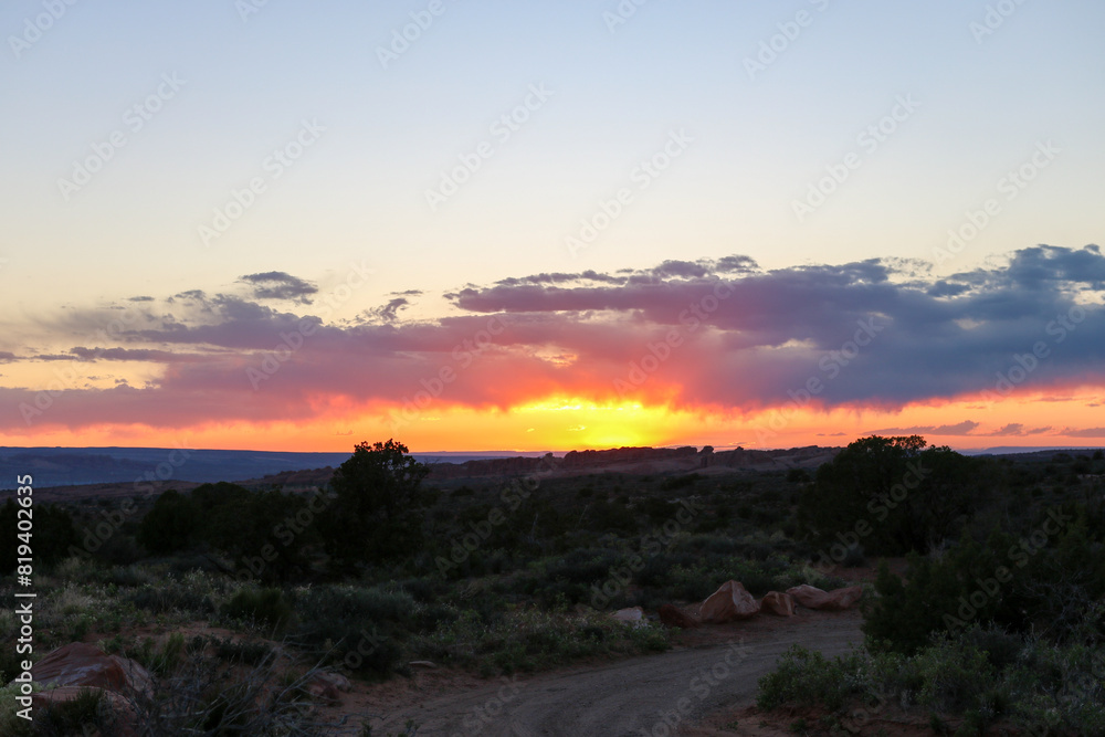 Sunset in the Moab desert.