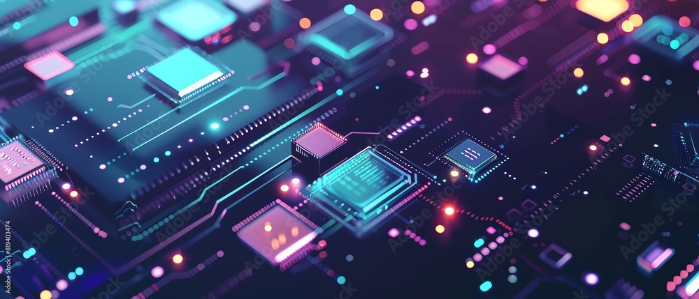 technology flat design top view blockchain theme animation Analogous Color Scheme technology flat design top view blockchain theme animation Analogous Color Scheme