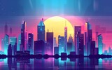 backgrounds flat design front view cityscape theme animation Complementary Color Scheme