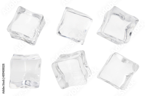 Crystal clear ice cubes isolated on white, set © New Africa