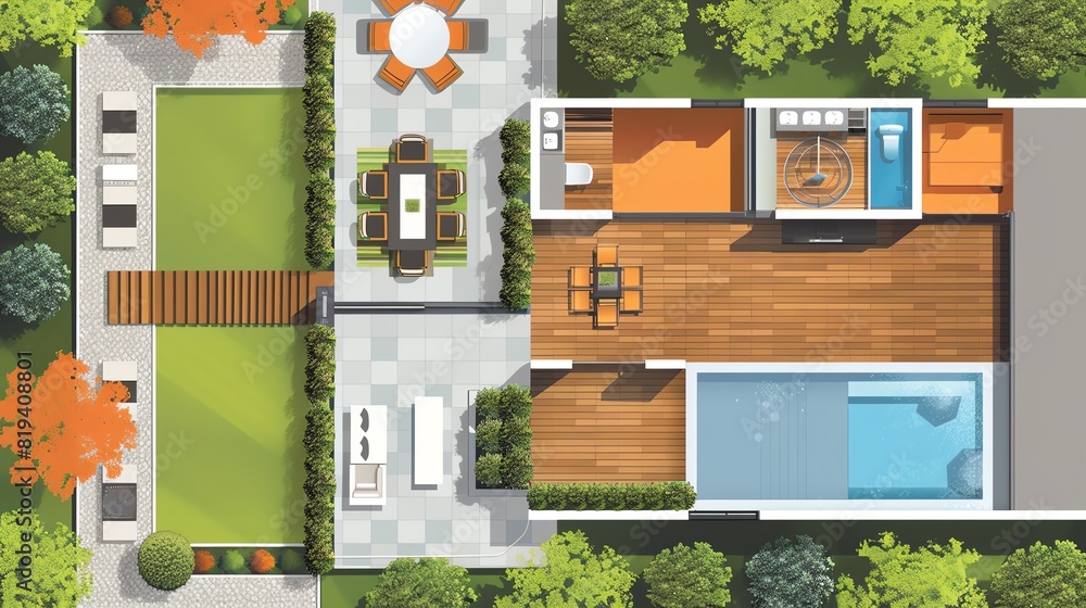 architecture flat design top view sustainable theme cartoon drawing Analogous Color Scheme architecture flat design top view sustainable theme cartoon drawing Analogous Color Scheme