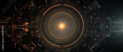 Abstract glowing circle in futuristic sci-fi environment.