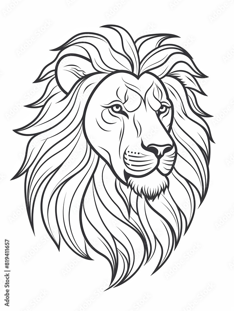 The majestic lion is a symbol of strength, courage, and power. This detailed line drawing captures the lion's regal presence, making it a perfect addition to any home or office.