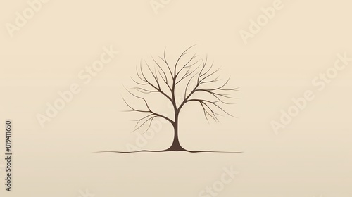 The image is a minimal vector illustration of a bare tree with a few branches photo