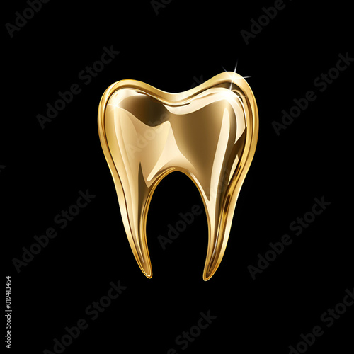 Sparkling Golden Tooth Isolated on a Black Background