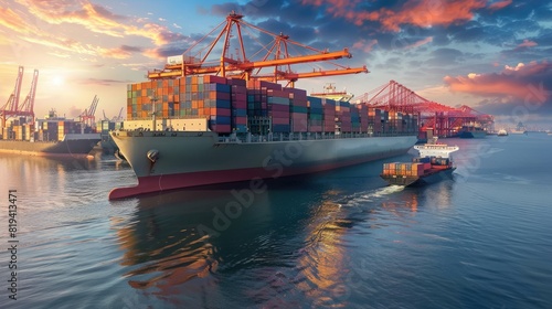 Global business logistics import export of containers