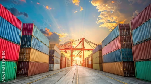 Global business logistics import export of containers