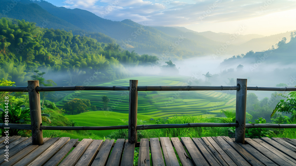 Wooden Deck Overlooking Rice Field Wooden Deck Overlooking Rice Field