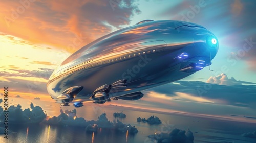 Zeppelin of a beautiful Transportation with futuristic design