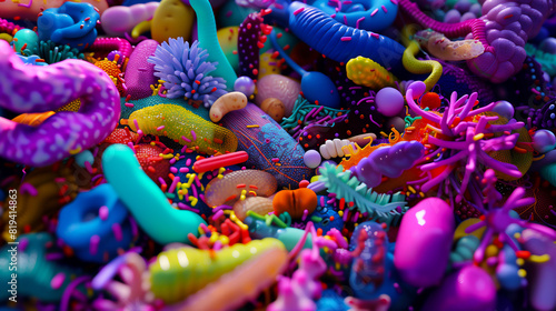 close-up view of a healthy gut microbiome.