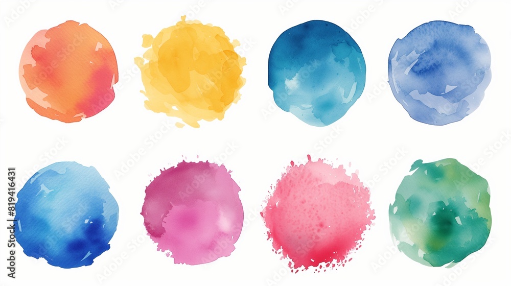 Set of watercolor round splashes backgrounds