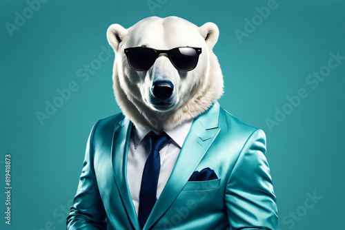 Polar Bear in lush suit outfits with sunglasses © mdabu