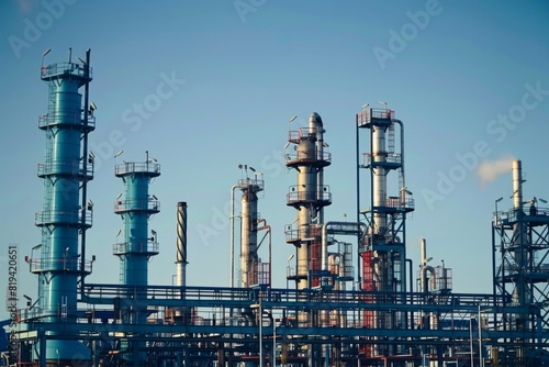 Modern Refinery Towers and Piping for Industrial Use 