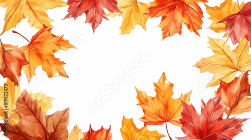Frame of colorful autumn leaves on a white background 