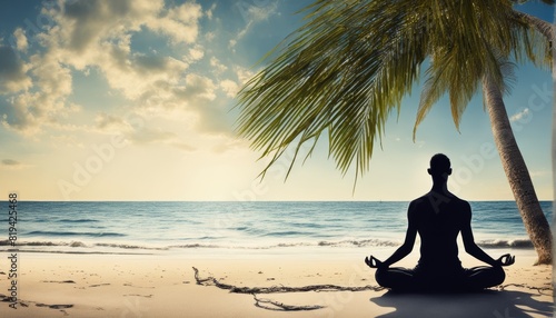 Meditation am Strand Cartoon