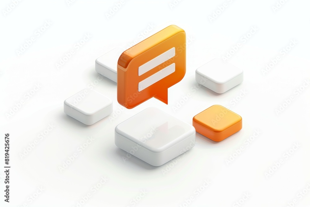 A group of squares with orange speech bubble in the middle