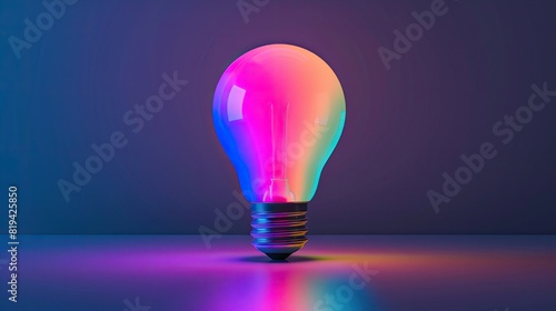a colorful glowing idea bulb lamp, visualization of brainstorming and creative thinking