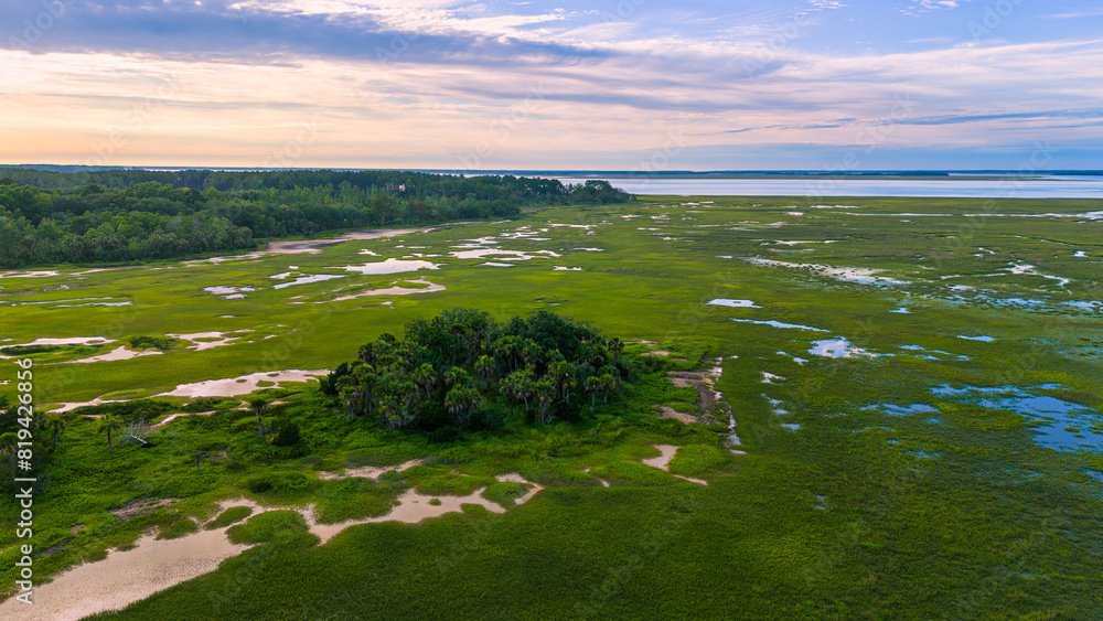 Obraz premium Aerial drone view of low county sc