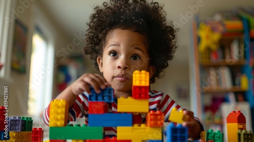 A young child is playing with a large pile of colorful legos © top images