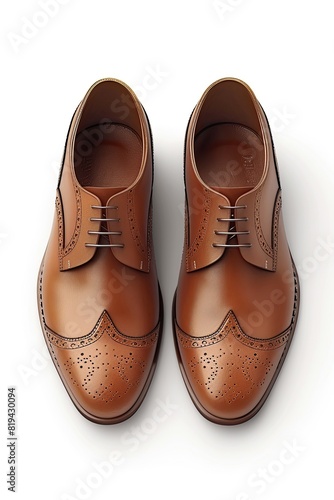 Vintage brown leather shoes elegantly displayed on an isolated white background, showcasing timeless style and sophistication! 👞✨ Perfect for adding a touch of vintage charm to any ensemble. © Elzerl