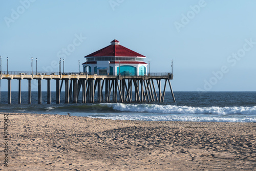 Famous Huntington Beach Pier in Orange County California.