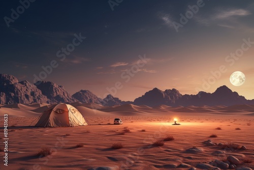  Moonrise Magic Tent Camping in the Desert.