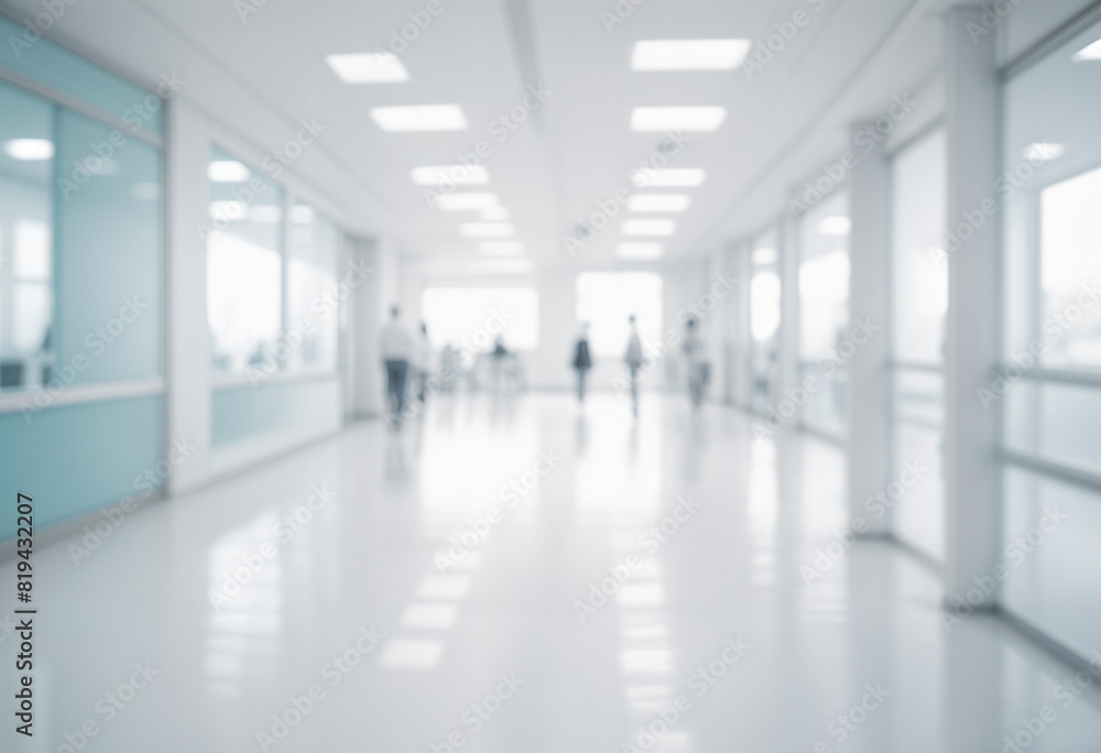 blurry hospital corridor with a luxurious and abstract design. The interior of the clinic blurry hospital corridor with a luxurious and abstract design. The interior of the clinic