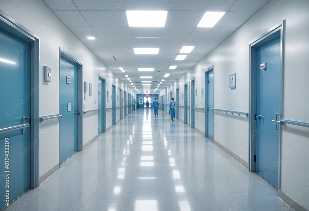 Blurred interior of hospital - abstract medical background Blurred interior of hospital - abstract medical background