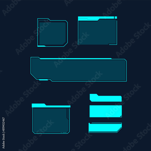 Hud frames futuristic text box border frame scifi digital screen panel vector set