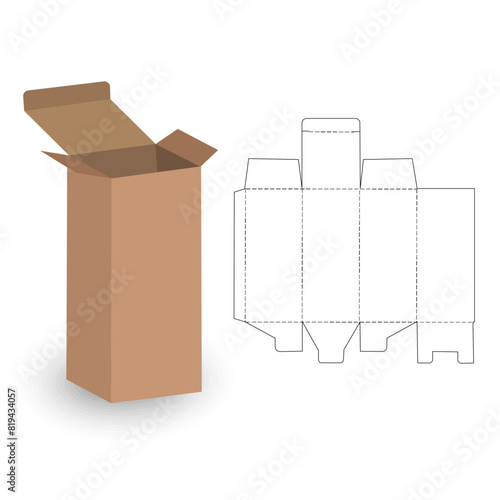 Box packaging die cut template