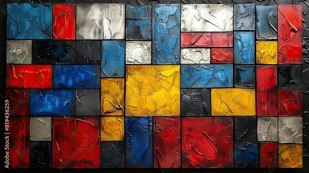 Mondrian with curved lines, portrait of street fighter 