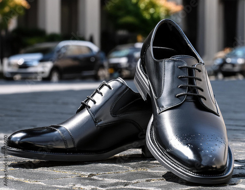 Shiny black leather shoes