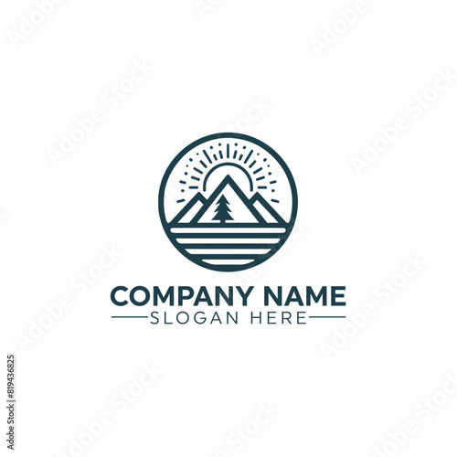 mountain logo, mountain vector, sunset mountain logo, mountain logo vector illustration