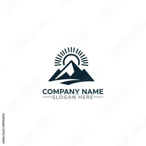 mountain logo, mountain vector, sunset mountain logo, mountain logo vector illustration