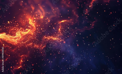 abstract background with glowing fire particles and dark colors