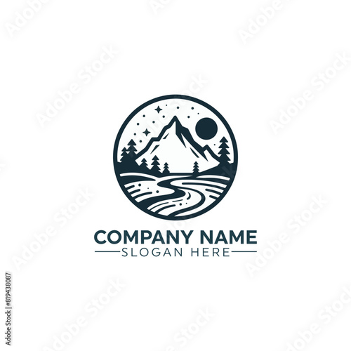 mountain logo, mountain vector, sunset mountain logo, mountain logo vector illustration