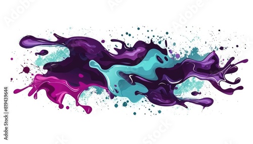 abstract splash  ink style  purple and teal color on white background  vector illustration