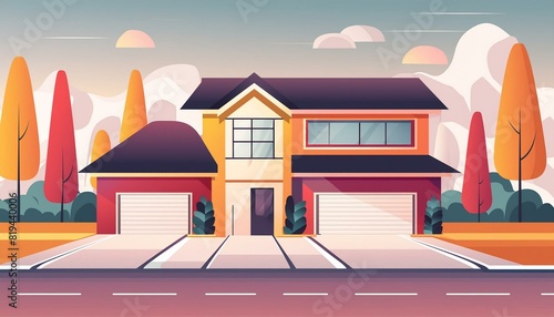 modern house car garage and driveway