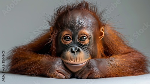 Orangutan on white background,