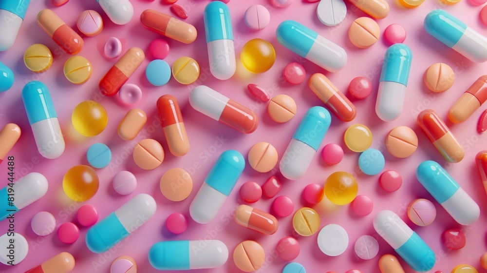 Composition with colorful pills Composition with colorful pills