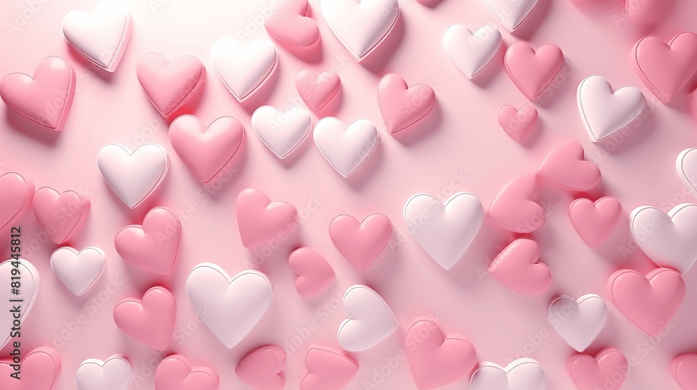 Background with heart. Delicate bright with 3D volumetric hearts. Generative AI