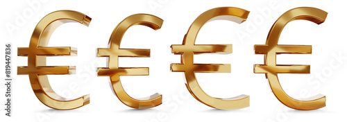 EUR Euro € symbol glossy metallic gold golden symbol icon 3d-illustration isolated