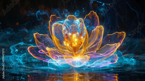 Behold the embodiment of vitality an abstract light flower, its brilliance a reflection of the inexhaustible wellspring of energy within. photo