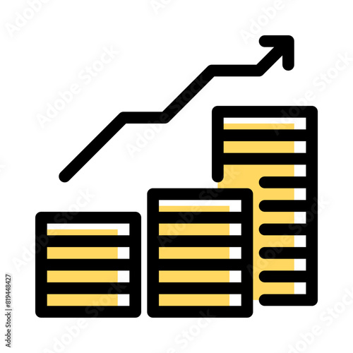 profits icon vector in colored outline style for business, investment, saving, and finance