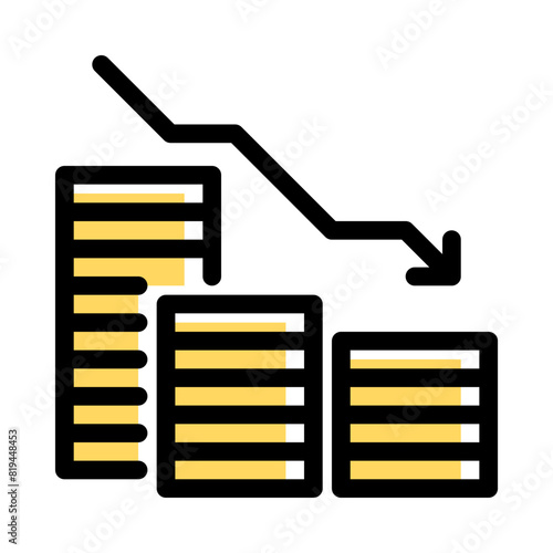 Profit and loss icon vector in colored outline style for business, sales, finance, and economy