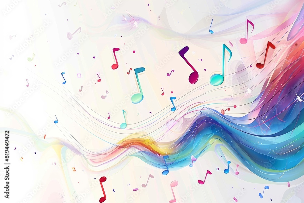 Colorful musical notes and treble clef on a white background vector illustration with space for text, a design element for a music festival poster, party decoration, or flyer template. Colorful musical notes and treble clef on a white background vector illustration with space for text, a design element for a music festival poster, party decoration, or flyer template.
