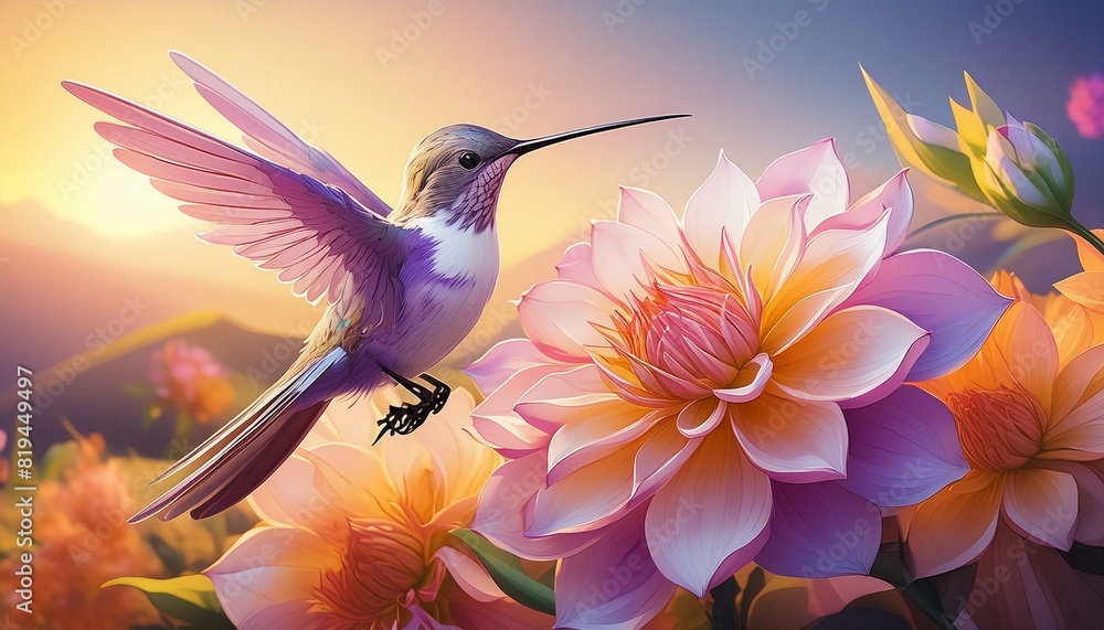 Obraz premium Hummingbird on flower