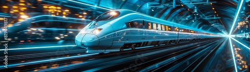 Futuristic High-Speed Train in Motion