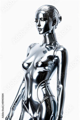 Futuristic chrome woman mannequin 